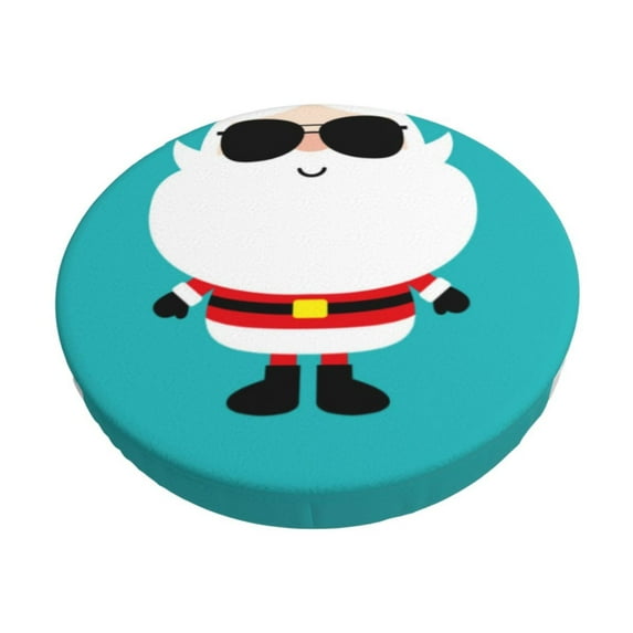 Fotbe Cute Santa Claus Stool Covers Round,Waterproof Round Bar Stool Covers Bar Chair Covers Washable Stool Cushion Slipcover for 12-14 Inch Chair-13 inch