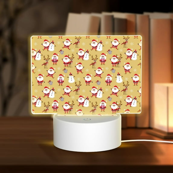 Fotbe Cute Santa and Reindeer Pattern Acrylic Night Light Gift with 3 Color ModesTouch-Sensitive LED Lamp Perfect Gift for Mother's Day, Birthday, or Christmas