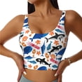 thumbnail image 1 of Fotbe Cute Sea Animals Pattern Womens' Sports Bra Longline Wirefree Padded with Medium Support Sports Moisture-Wicking Workou Vest,Tank Top-, 1 of 9