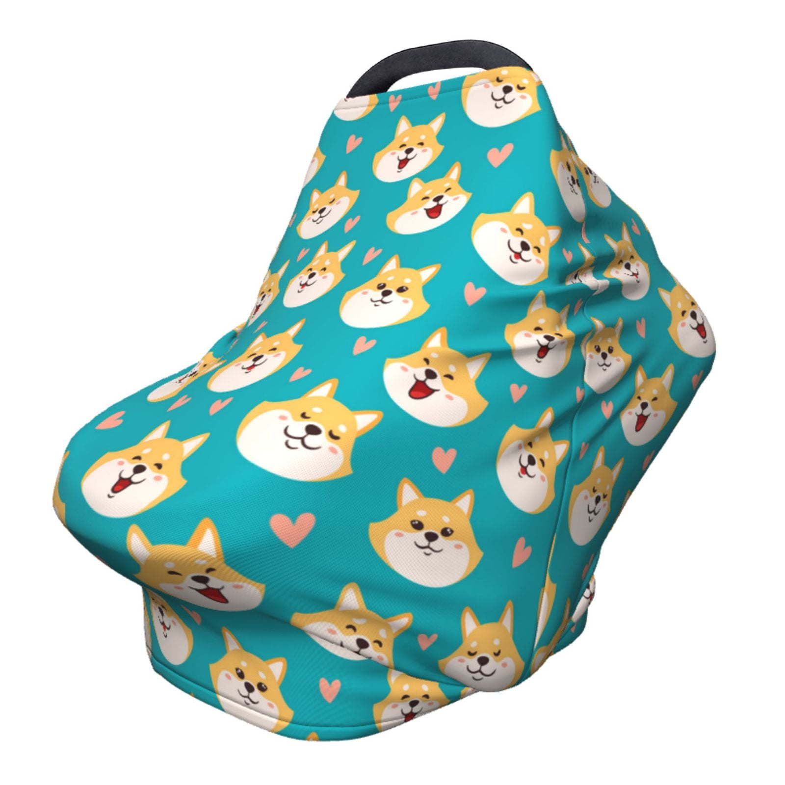 Fotbe Cute Shiba1 Pattern Car Seat Covers for Babies, Nursing Breastfeeding Cover Infant Carseat Canopy, Soft Stretchy Carrier Cover