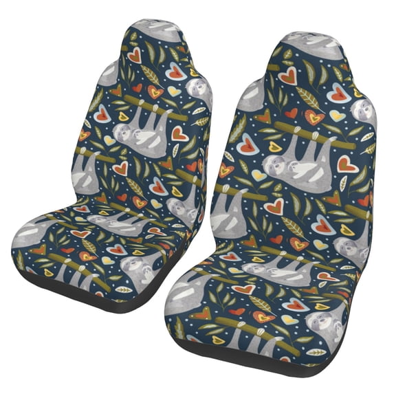 Fotbe Cute Sloth Pattern Automotive Seat Covers for Cars Trucks and SUVs – Car Seat Covers for Front Seats,Protective Seat Covers,Vehicle Seat Covers, Set of 2