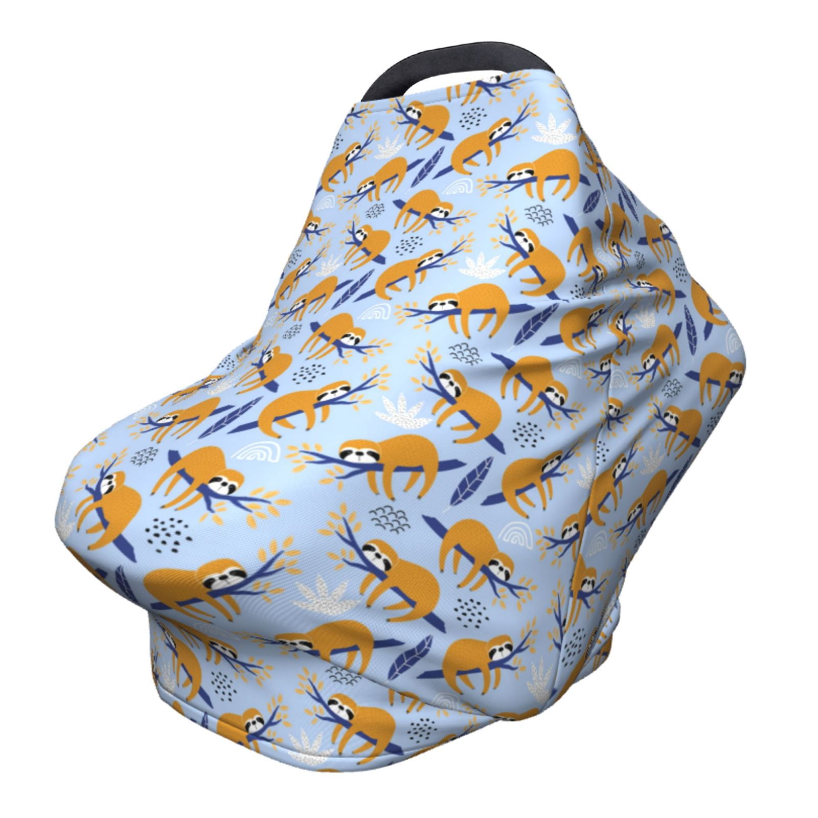 Fotbe Cute Sloth Pattern Car Seat Covers for Babies, Nursing Breastfeeding Cover Infant Carseat Canopy, Soft Stretchy Carrier Cover