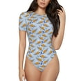 thumbnail image 1 of Fotbe Cute Sloth Women's Crew Neck Short Sleeves Bodysuit Tops Round Neck Slim Sleeveless Soft Comfortable Basic-X-Large, 1 of 9