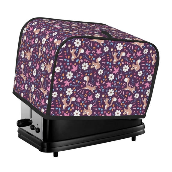 Fotbe Cute Squirrel Floral for Two Slice Toaster Cover, Fingerprint Protector, Super Soft Appliance Cover And Dust Cover,Bread Dust Cover & Fingerprint Protection