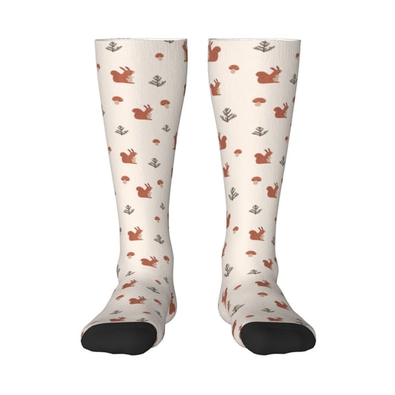 Fotbe Cute Squirrel print Women's Men's Novelty Crew Socks Cotton Socks Knee High Socks for Walking,Running,Nurses,Pregnancy