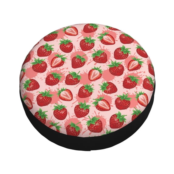 Fotbe Cute Strawberry Spare Tire Cover Thickening Universal Fit for Jeep, Trailer, RV, SUV, Truck, Tough Tire Wheel Soft Cover-14 inch