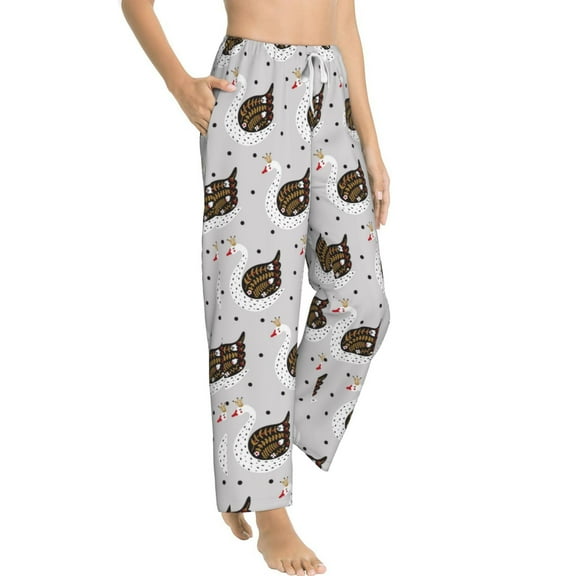 Fotbe Cute Swan Women's Pajama Pants,Sleepwear Pants,Pj Bottoms Drawstring And Pockets-Small
