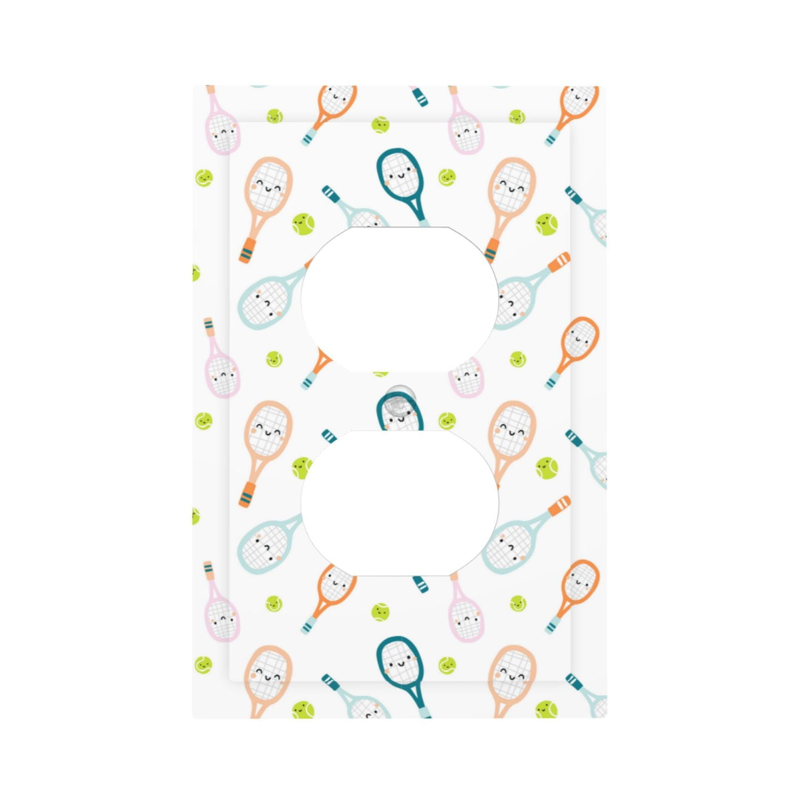 Fotbe Cute Tennis Rackets Print Duplex Receptacle Wall Plate, 1-Gang 5. ...