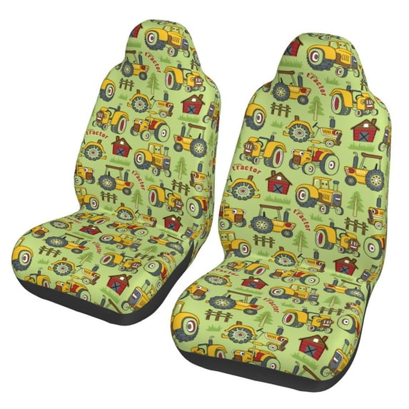 Fotbe Cute Tractor Pattern Automotive Seat Covers for Cars Trucks and SUVs – Car Seat Covers for Front Seats,Protective Seat Covers,Vehicle Seat Covers, Set of 2