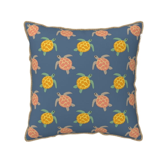 Fotbe Cute Turtle Pattern Velvet Decorative Throw Pillow Covers with Elegant Piping, Soft Plush Cushion Cover for Sofa, Bed, Car, Office-18"x18"
