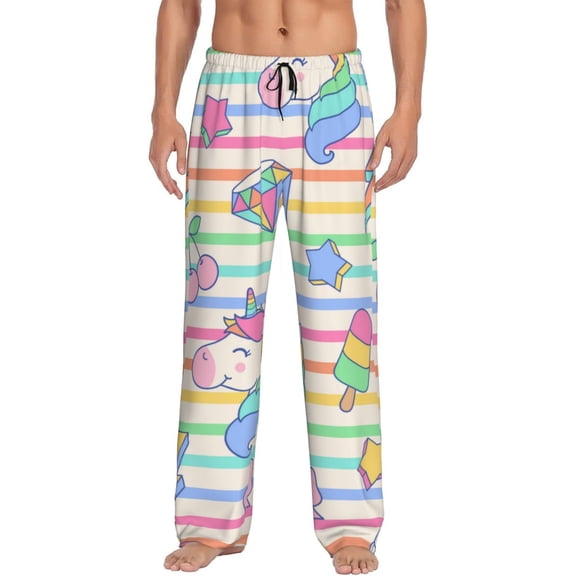Fotbe Cute Unicorn Men's Pajama Pants,Sleepwear Pants,Pj Bottoms Drawstring And Pockets-X-Large