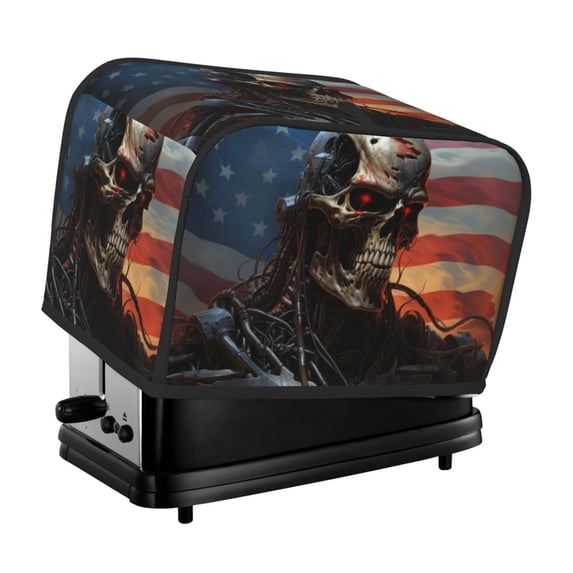 Fotbe Cyberpunk Skull American Flag for Two Slice Toaster Cover, Fingerprint Protector, Super Soft Appliance Cover And Dust Cover,Bread Dust Cover & Fingerprint Protection