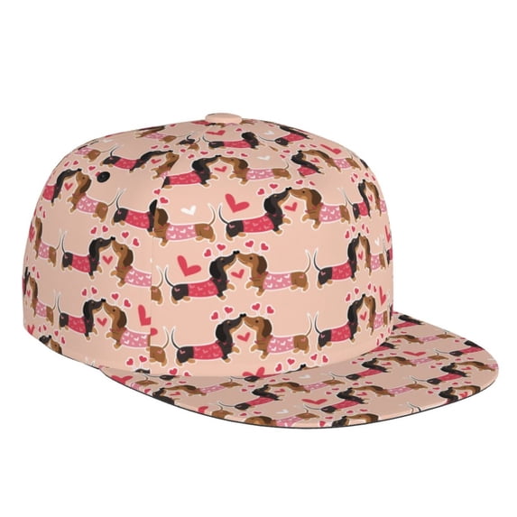 Fotbe Dachshund Couple Flat Bill Visor Cap Classic Snapback Hat Polyester Foam Trucker Hat Trucker Cap Adjustable Baseball Cap