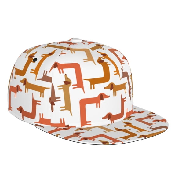 Fotbe Dachshund Dog Flat Bill Visor Cap Classic Snapback Hat Polyester Foam Trucker Hat Trucker Cap Adjustable Baseball Cap