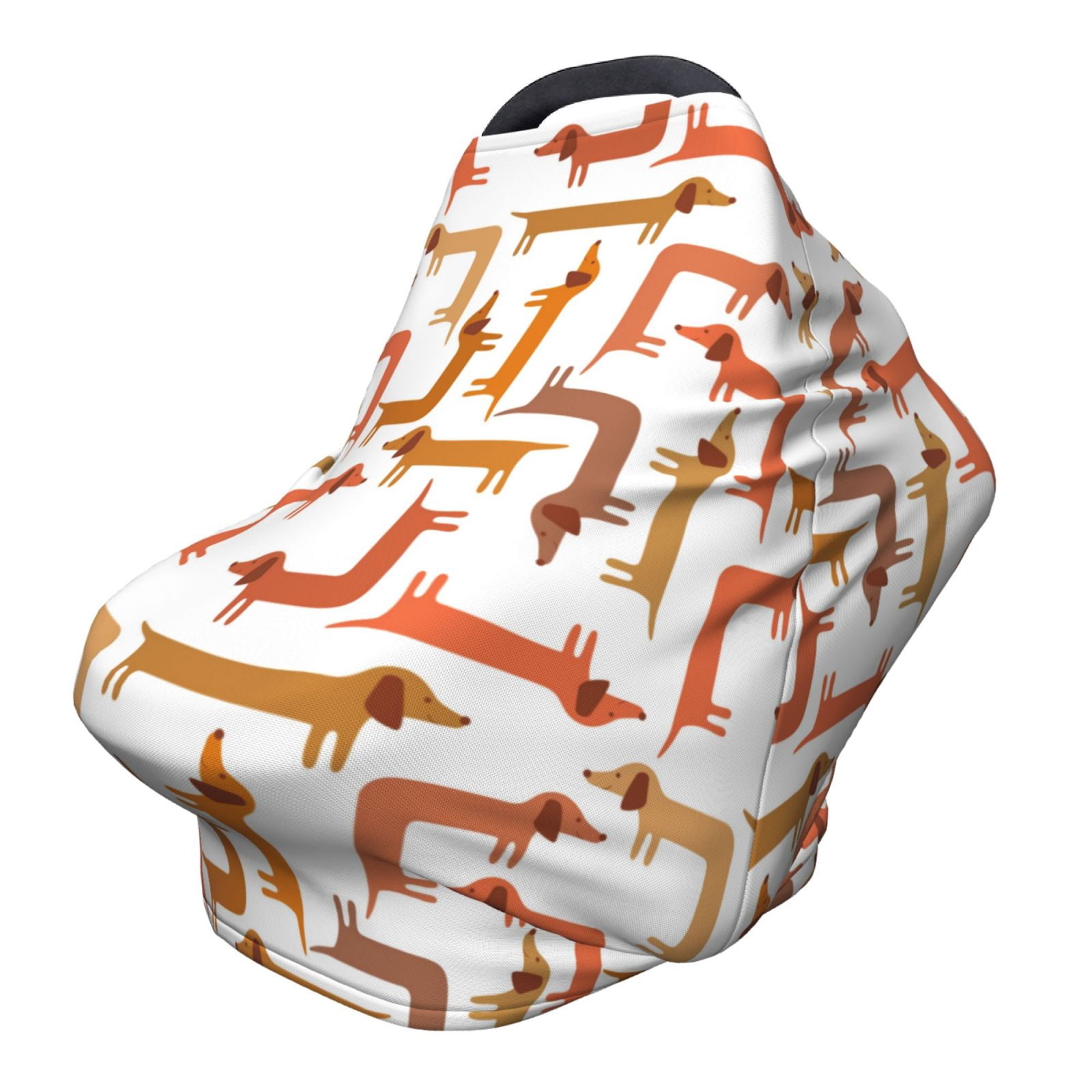 Fotbe Dachshund Dog Pattern Car Seat Covers for Babies, Nursing Breastfeeding Cover Carseat Canopy, Soft Stretchy Carrier Cover