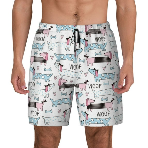 Fotbe Dachshund Dog Puppy Men’s Swim Trunks Quick Dry Swim Shorts Board Shorts with Mesh Lining-Large
