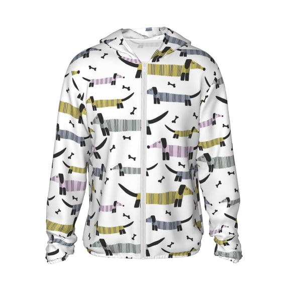 Fotbe Dachshund Dog Puppy Men's Women's UPF 50+ Sun Protection Jacket Hooded Cooling Shirt with Pockets Hiking Outdoor Performance-X-Large