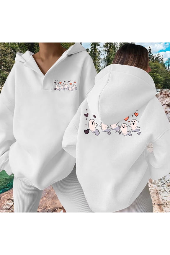 And Winter Fashion Cute Printed Women's Hooded Sweatshirt Without Pockets Zip up Hoodie Womens Women's Hooded Sweatshirt Clothe Sweatshirt Long Sleeve Button down Sweatshirt Sweatshirt Women Pullover