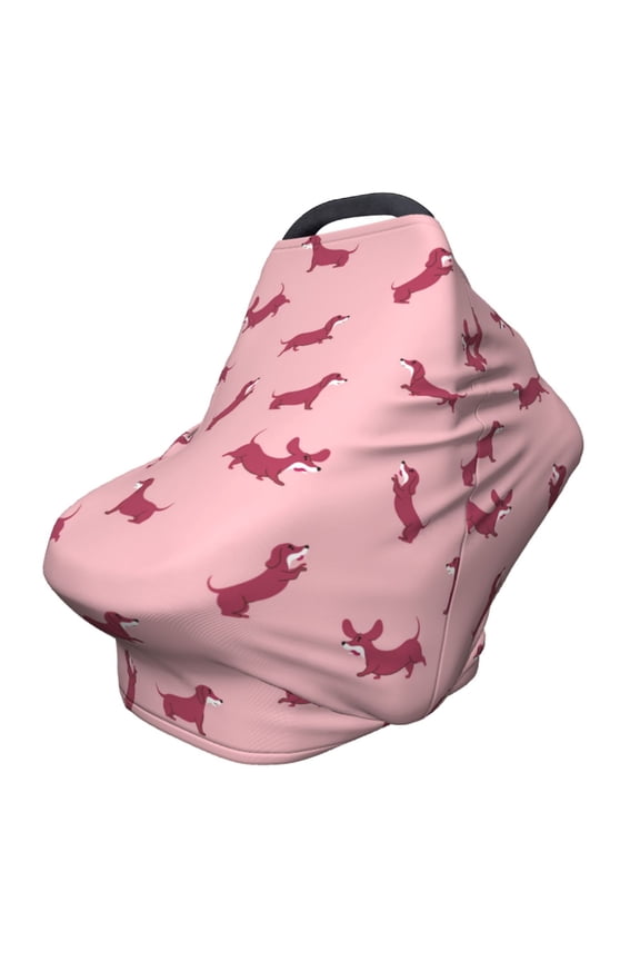 Fotbe Dachshund Dog Puppy Pattern Car Seat Covers for Babies, Nursing Breastfeeding Cover Infant Carseat Canopy, Soft Stretchy Carrier Cover