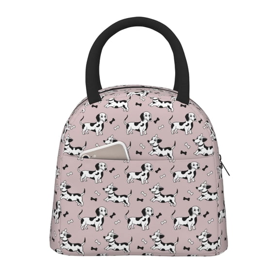 Fotbe Dachshund Dog Puppy Pattern Lunch Bag, Insulated Lunch Box, Small Leakproof Cooler Food Lunch Containers Reusable High Capacity Lunch Tote Bags for Work, Travel, Outdoor