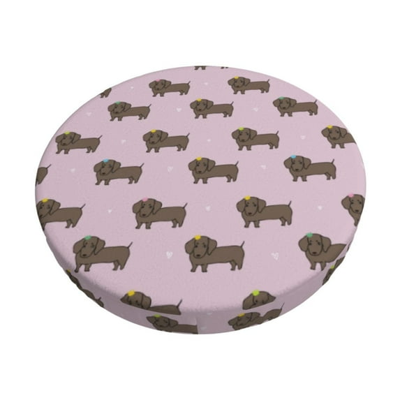 Fotbe Dachshund Dog Puppy Stool Covers Round,Waterproof Round Bar Stool Covers Bar Chair Covers Washable Stool Cushion Slipcover for 12-14 Inch Chair-12 inch