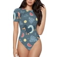 thumbnail image 1 of Fotbe Dachshund Dog Puppy Women's Crew Neck Short Sleeves Bodysuit Tops Round Neck Slim Sleeveless Soft Comfortable Basic-XX-Large, 1 of 9