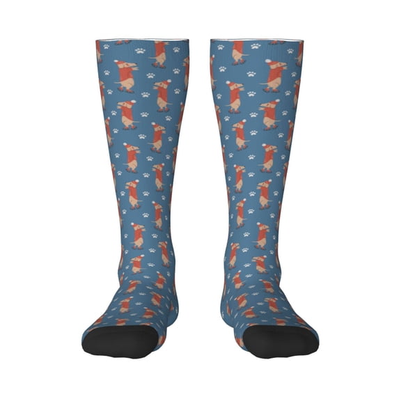 Fotbe Dachshund Dog Puppy print Women's Men's Novelty Crew Socks Cotton Socks Knee High Socks for Walking,Running,Nurses,Pregnancy