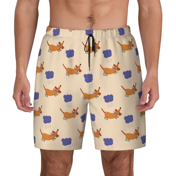 Fotbe Dachshund Men’s Swim Trunks Quick Dry Swim Shorts Board Shorts with Mesh Lining-Medium