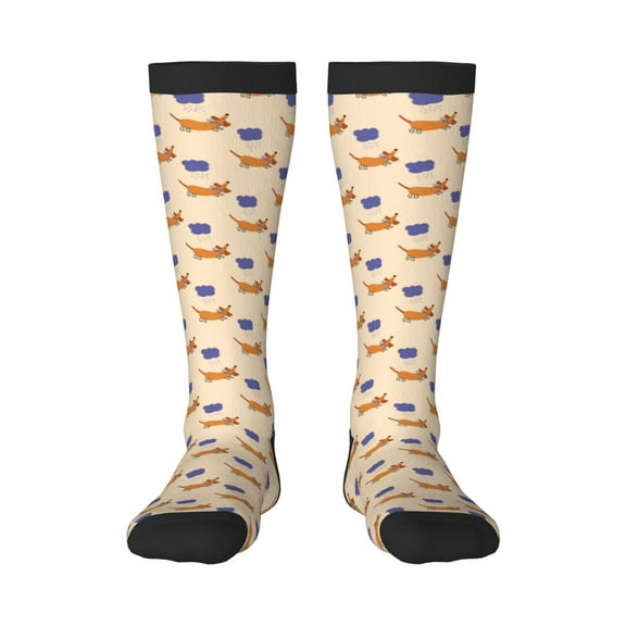 Fotbe Dachshund print Women's Men's Novelty Crew Socks Cotton Socks Knee High Socks for Walking,Running,Nurses,Pregnancy