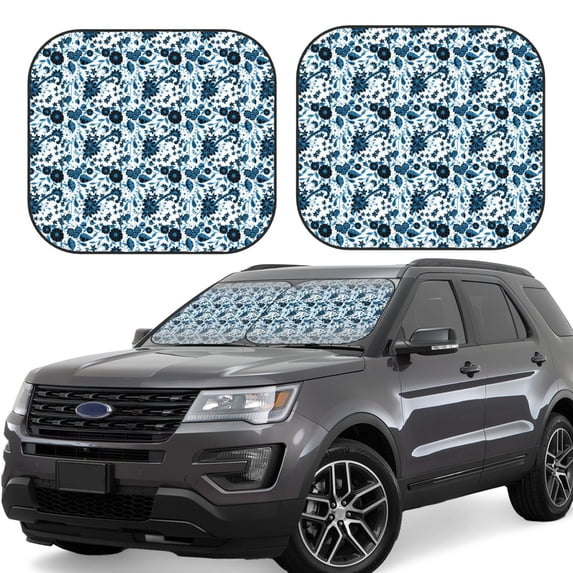 Fotbe Daisies Flowers 2-Piece Car Windshield Sun Shade | Sun Blocker for Car Windshield | Foldable Automotive Interior Accessories for Sun Protection-Medium