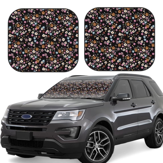 Fotbe Daisies Flowers 2-Piece Car Windshield Sun Shade | Sun Blocker for Car Windshield | Foldable Automotive Interior Accessories for Sun Protection-Medium