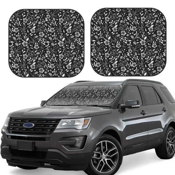 Fotbe Daisies Flowers 2-Piece Car Windshield Sun Shade | Sun Blocker for Car Windshield | Foldable Automotive Interior Accessories for Sun Protection-Small