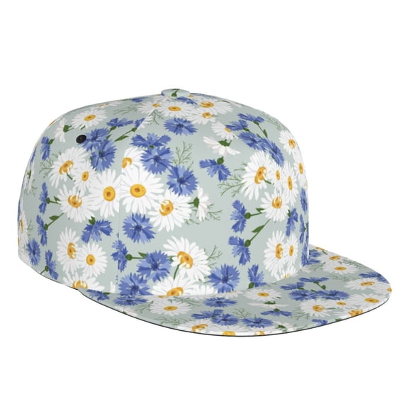 Fotbe Daisies Flowers Flat Bill Visor Cap Classic Snapback Hat Polyester Foam Trucker Hat Trucker Cap Adjustable Baseball Cap