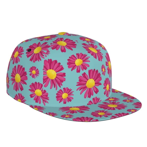 Fotbe Daisies Flowers Flat Bill Visor Cap Classic Snapback Hat Polyester Foam Trucker Hat Trucker Cap Adjustable Baseball Cap