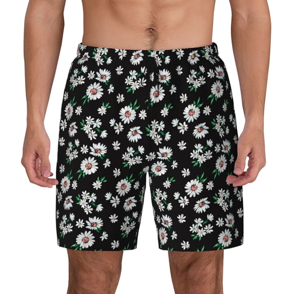 Fotbe Daisies Flowers Men’s Swim Trunks Quick Dry Swim Shorts Board Shorts with Mesh Lining-3X-Large