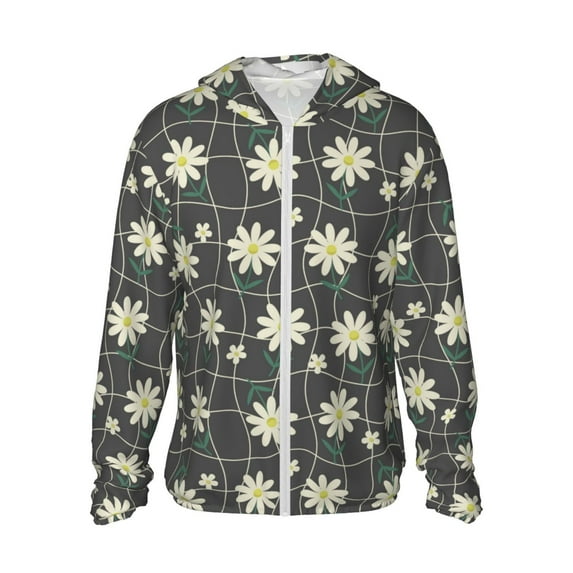 Fotbe Daisies Flowers Men's Women's UPF 50+ Sun Protection Jacket Hooded Cooling Shirt with Pockets Hiking Outdoor Performance-3X-Large