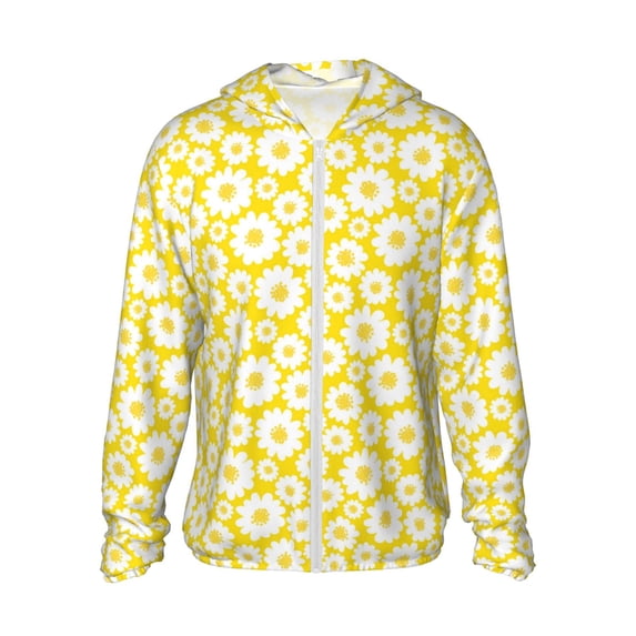 Fotbe Daisies Flowers Men's Women's UPF 50+ Sun Protection Jacket Hooded Cooling Shirt with Pockets Hiking Outdoor Performance-3X-Large