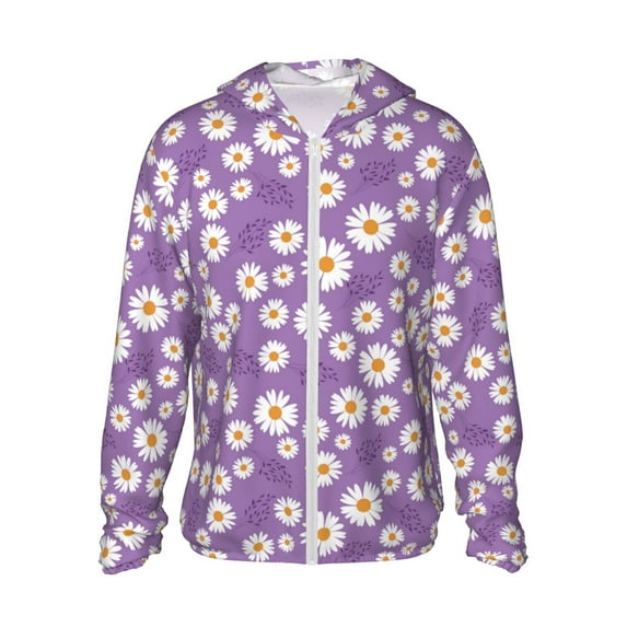 Fotbe Daisies Flowers Men's Women's UPF 50+ Sun Protection Jacket Hooded Cooling Shirt with Pockets Hiking Outdoor Performance-Medium