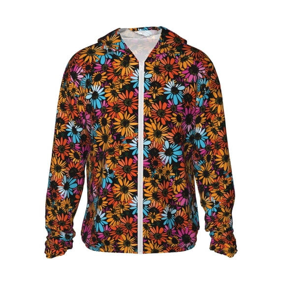 Fotbe Daisies Flowers Men's Women's UPF 50+ Sun Protection Jacket Hooded Cooling Shirt with Pockets Hiking Outdoor Performance-Medium
