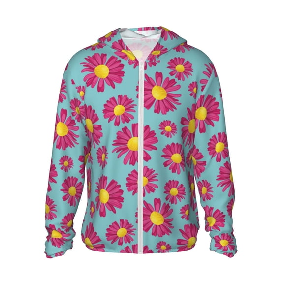 Fotbe Daisies Flowers Men's Women's UPF 50+ Sun Protection Jacket Hooded Cooling Shirt with Pockets Hiking Outdoor Performance-XX-Large
