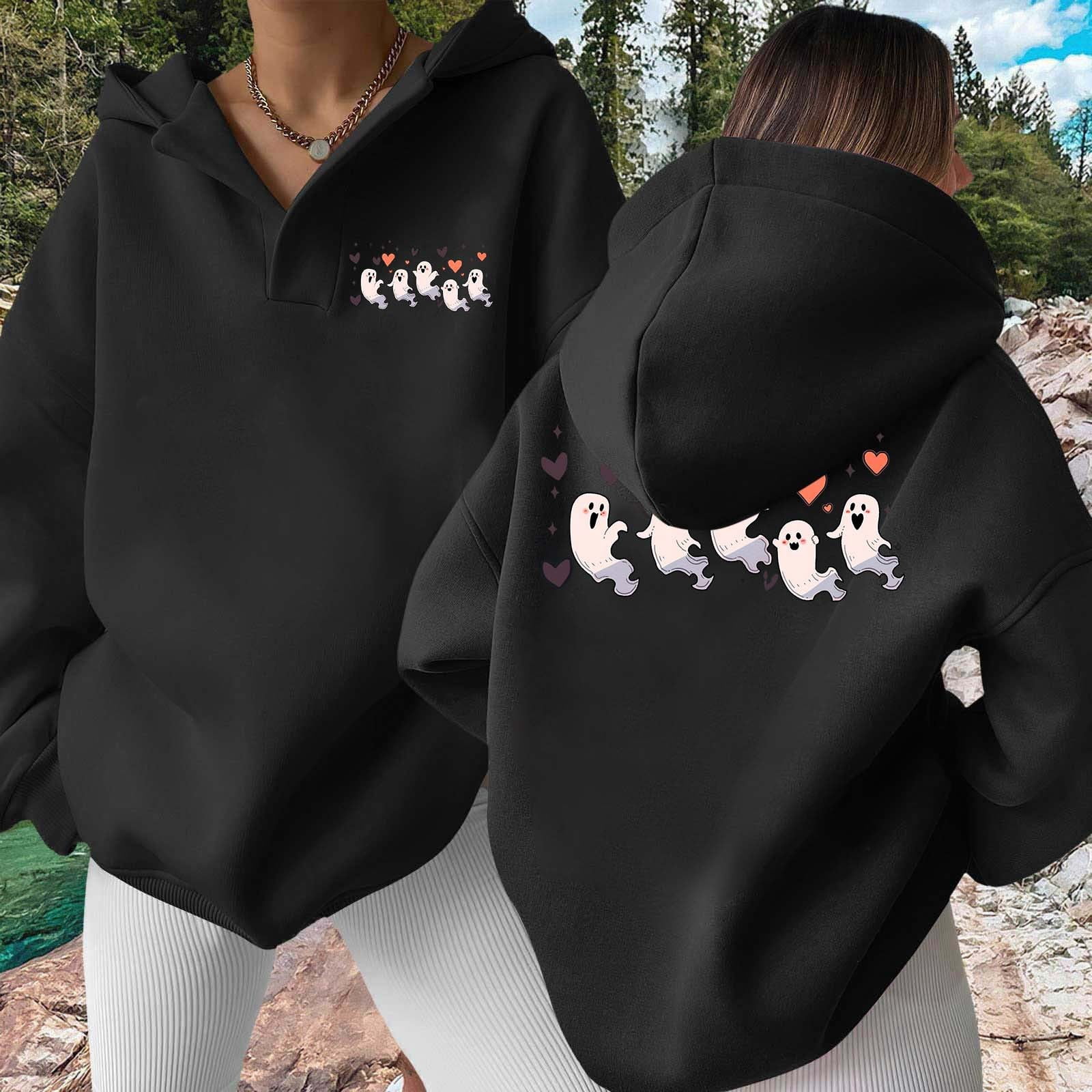 And Winter Fashion Cute Printed Women's Hooded Sweatshirt Without Pockets Zip up Hoodie Womens Women's Hooded Sweatshirt Clothe Sweatshirt Long Sleeve Button down Sweatshirt Sweatshirt Women Pullover
