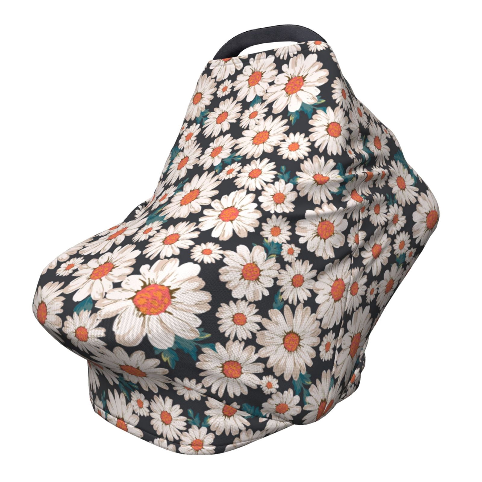 Fotbe Daisies Flowers Pattern Car Seat Covers for Babies, Nursing Breastfeeding Cover Infant Carseat Canopy, Soft Stretchy Carrier Cover