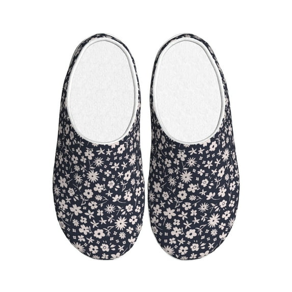 Fotbe Daisies Flowers Pattern Women's Fuzzy Curly Fur Memory Foam Loafer Slippers Indoor Outdoor Slippers Winter Home Shoes-46/47