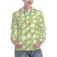 thumbnail image 1 of Fotbe Daisies Flowers Pattern Womens Long Sleeve Hoodie, Pullover Hooded Sweatshirt, Kangaroo Pocket Hoodie with Eye-catching Drawstrings-, 1 of 7