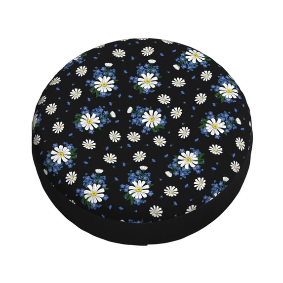 Fotbe Daisies Flowers Spare Tire Cover Thickening Universal Fit for Jeep, Trailer, RV, SUV, Truck, Tough Tire Wheel Soft Cover-16 inch