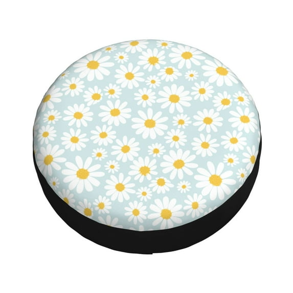 Fotbe Daisies Flowers Spare Tire Cover Thickening Universal Fit for Jeep, Trailer, RV, SUV, Truck, Tough Tire Wheel Soft Cover-17 inch
