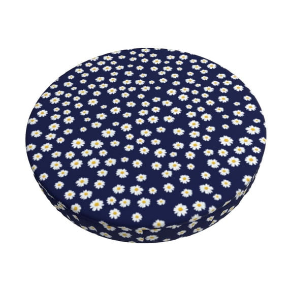 Fotbe Daisies Flowers Stool Covers Round,Waterproof Round Bar Stool Covers Bar Chair Covers Washable Stool Cushion Slipcover for 12-14 Inch Chair-14 inch