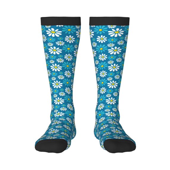 Fotbe Daisies Flowers print Women's Men's Novelty Crew Socks Cotton Socks Knee High Socks for Walking,Running,Nurses,Pregnancy