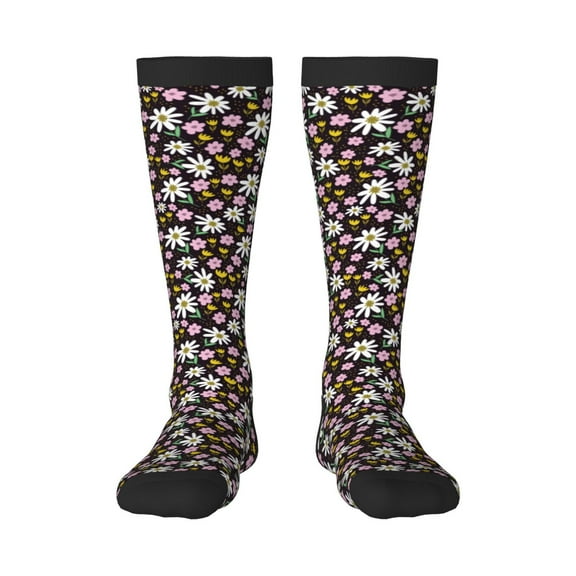 Fotbe Daisies Flowers print Women's Men's Novelty Crew Socks Cotton Socks Knee High Socks for Walking,Running,Nurses,Pregnancy