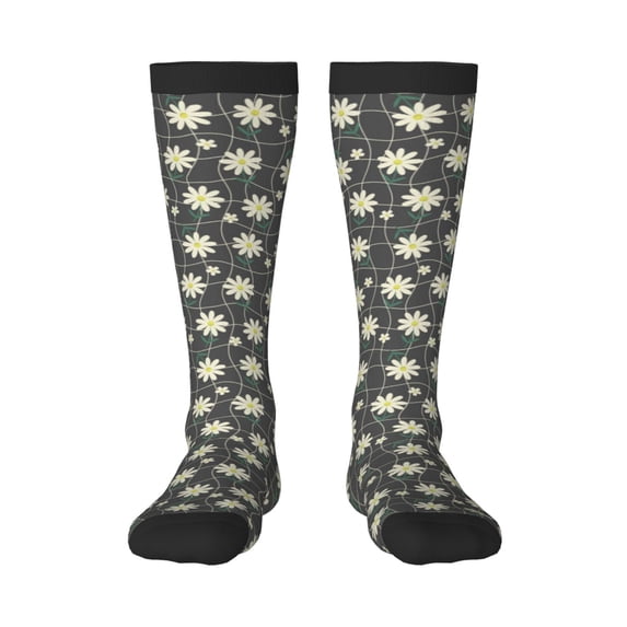 Fotbe Daisies Flowers print Women's Men's Novelty Crew Socks Cotton Socks Knee High Socks for Walking,Running,Nurses,Pregnancy